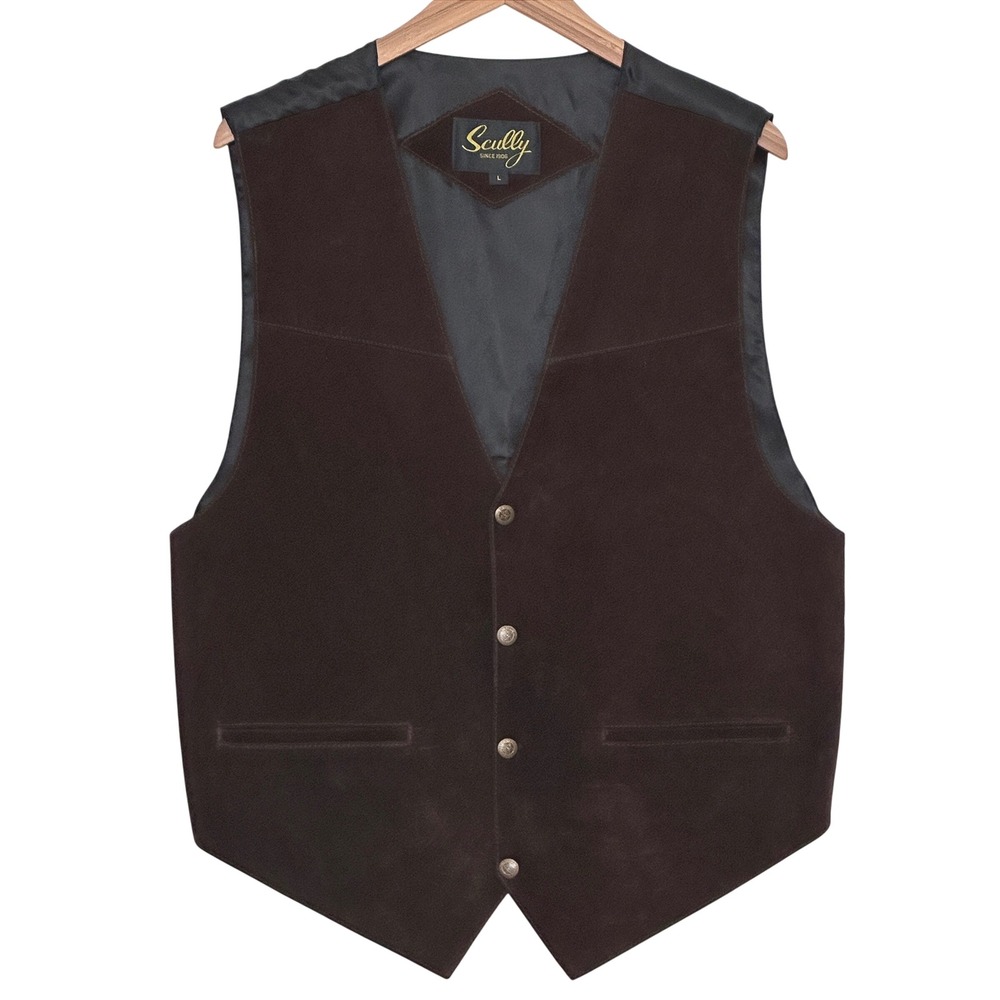 Scully Mens Vest L Brown Genuine Suede Leather Country Western Ranch Rockabilly